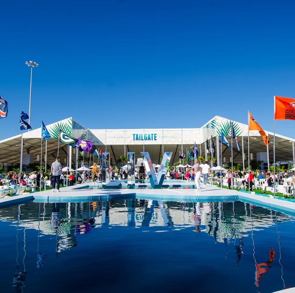 Super Bowl LIV Tailgate Tropicale large scale event installation